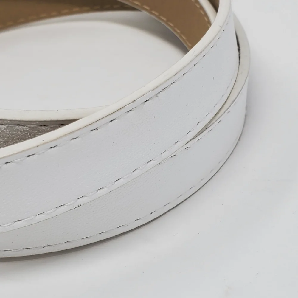 STEVE MADDEN WHITE FAUX LEATHER SKINNY BELT GOLD BUCKLE WOMEN SIZE 2X XXL